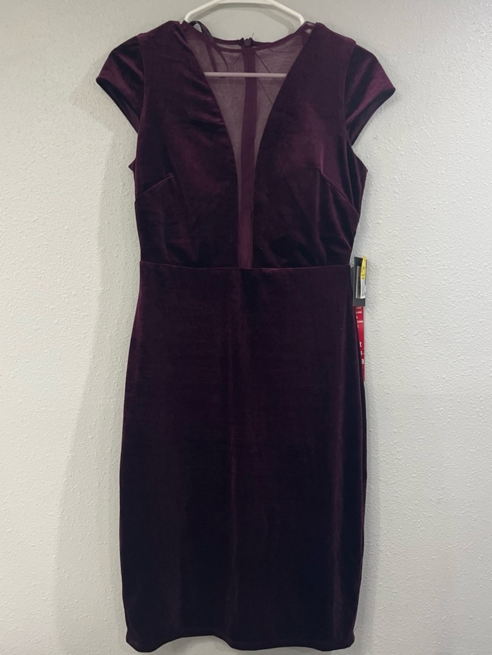 MARINA Velvet Plunge Midi Dress in Deep Plum